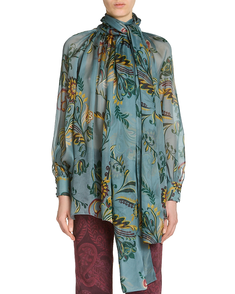 Etro Paisley Print Blouse Shirt And Blouse Multicolor In Blue