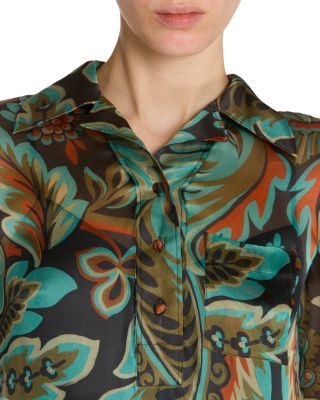 Silk Printed Maxi Shirtdress