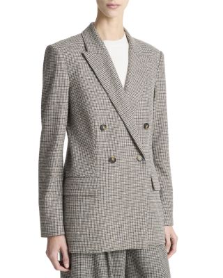 Double Breasted Houndstooth Blazer