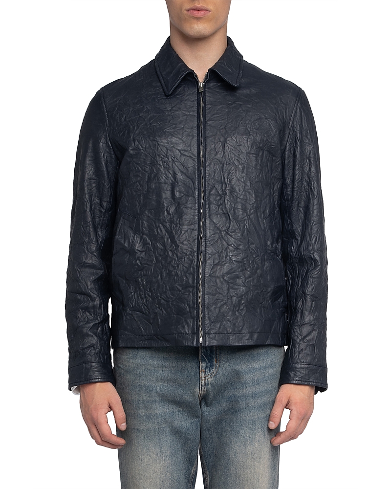 Zadig & Voltaire Loumy Crinkle Leather Jacket In Black