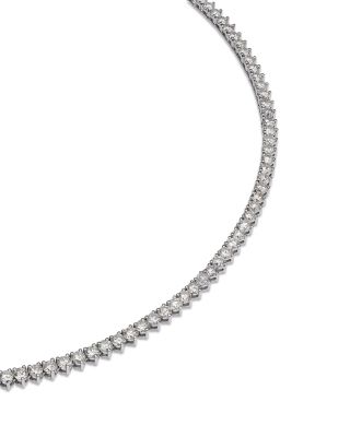 Diamond Classic 3-Prong Tennis Necklace in 14K White or Yellow Gold, 8.0 tcw