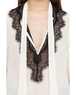 Tuan Silk Lace Trim Blouse