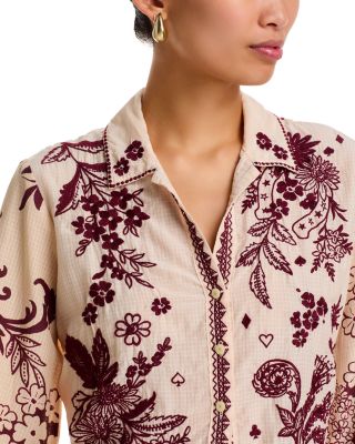 Embroidered Camp Collar Shirt