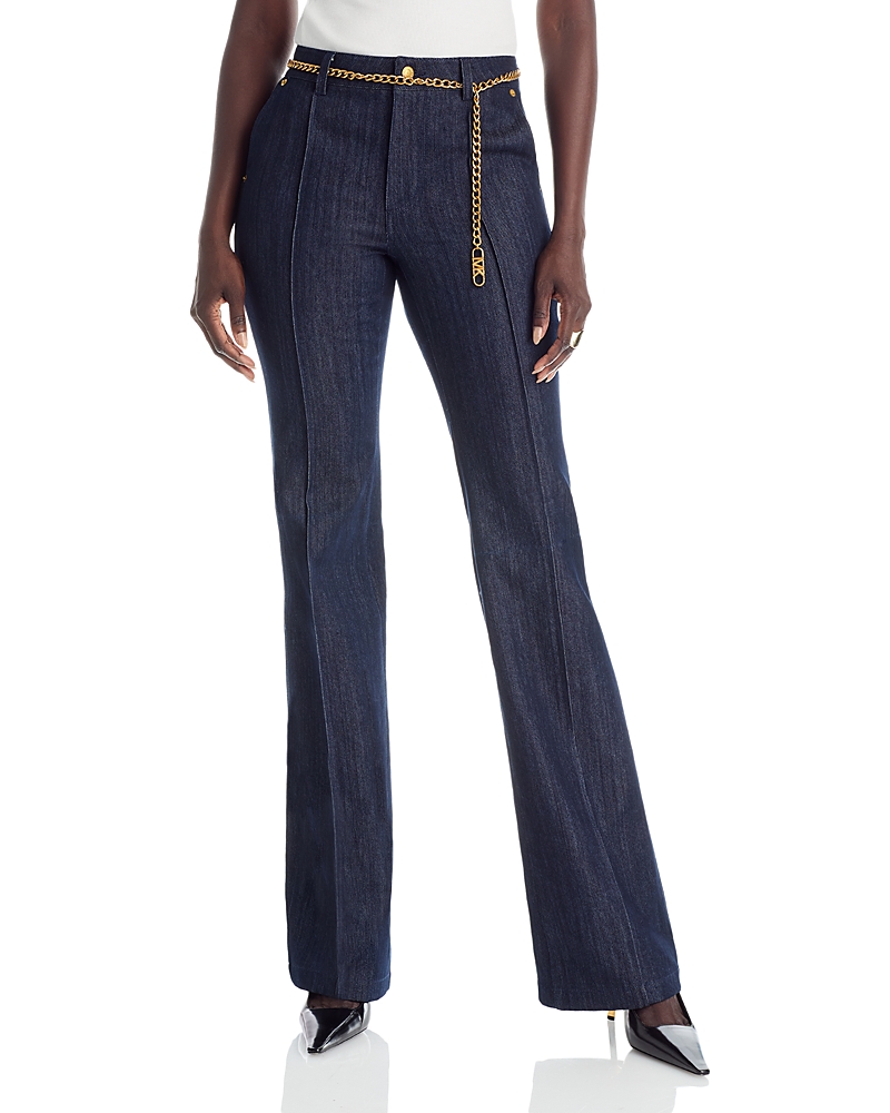 Michael Kors High Rise Bootcut Jeans In Indigo Rinse In Blue