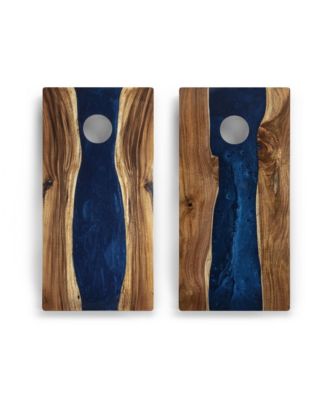 2ft x 4ft River Epoxy Resin with Live Edge Acacia Pathfinder ART Cornhole Boards