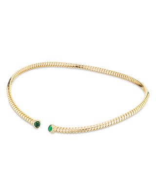 Trisolina Emerald & Diamond Collar Necklace in 18K Yellow Gold