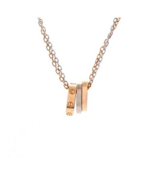 Pre-Owned Cartier - Love 3 Ring Pendant Necklace 18K Rose Gold and 18K White Gold with 6 Diamonds