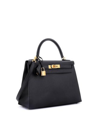 Kelly 28 Handbag Black Epsom with Gold Hardware