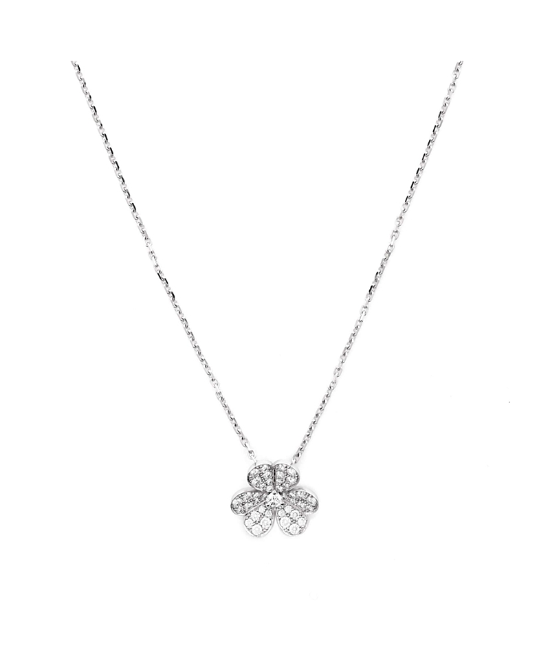 Pre-owned Pre-owned Van Cleef & Arpels Van Cleef & Arpels Small Frivole Pendant Necklace 18k White Gold With Pave Diamonds