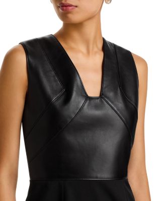 Drumialda Leather &amp; Wool Midi Dress