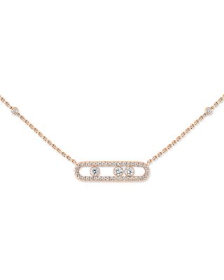 Diamond Baby Move Pav&eacute; Necklace in 18K Gold, 17.7", 0.33 tcw