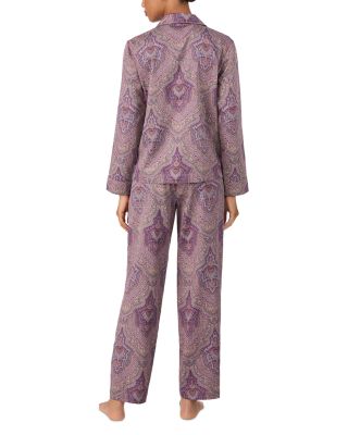 Long Sleeve Notch Collar Long Pants Pajama Set