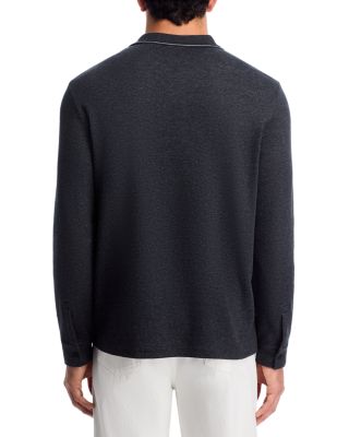 Heathered Double Face Long Sleeve Polo Shirt