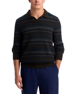 Merino & Cashmere Fair Isle Johnny Collar Sweater