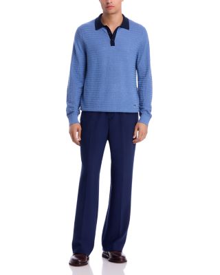 Long Sleeve Textured Polo Shirt