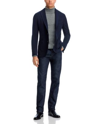 Wool Blend Honeycomb Knit Slim Fit K-Jacket