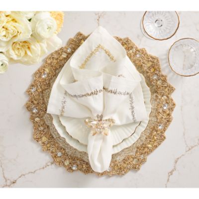 Aurelia Napkin in White, Gold and Silver