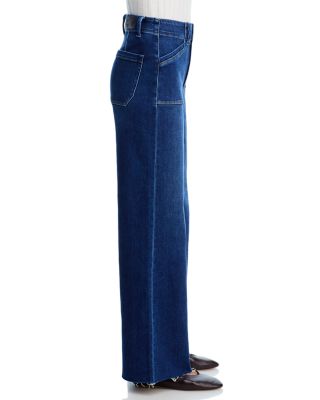 Anessa High Rise Raw Hem Wide Leg Jeans in Live Forever