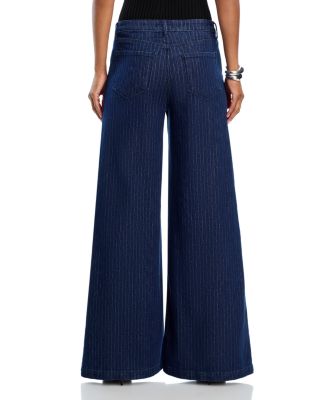 Quincy High Rise Wide Leg Jeans in Ebony Stripe