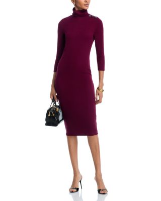 Voletta Three Quarter Sleeve Turtleneck Dress