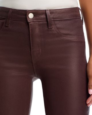 Marguerite High Rise Coated Skinny Jeans in Chocolate