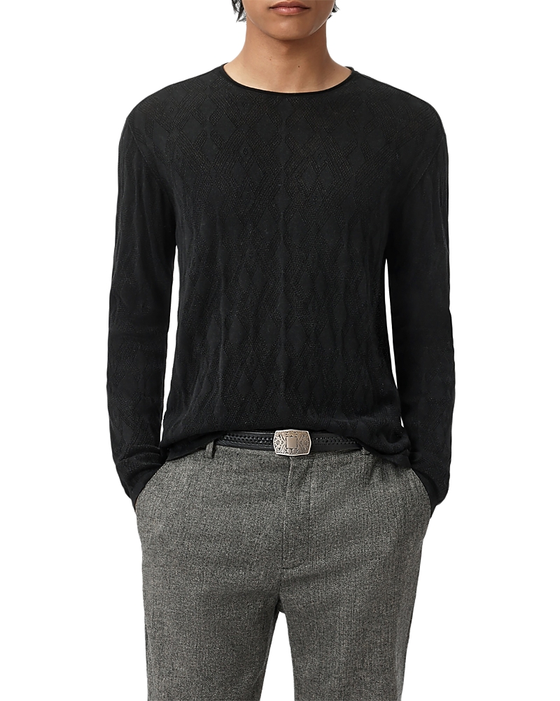 John Varvatos Brycen Broken Argyle Texture Sweater In Blue