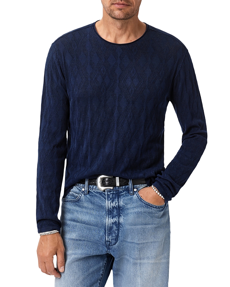 John Varvatos Brycen Broken Argyle Texture Sweater In Blue