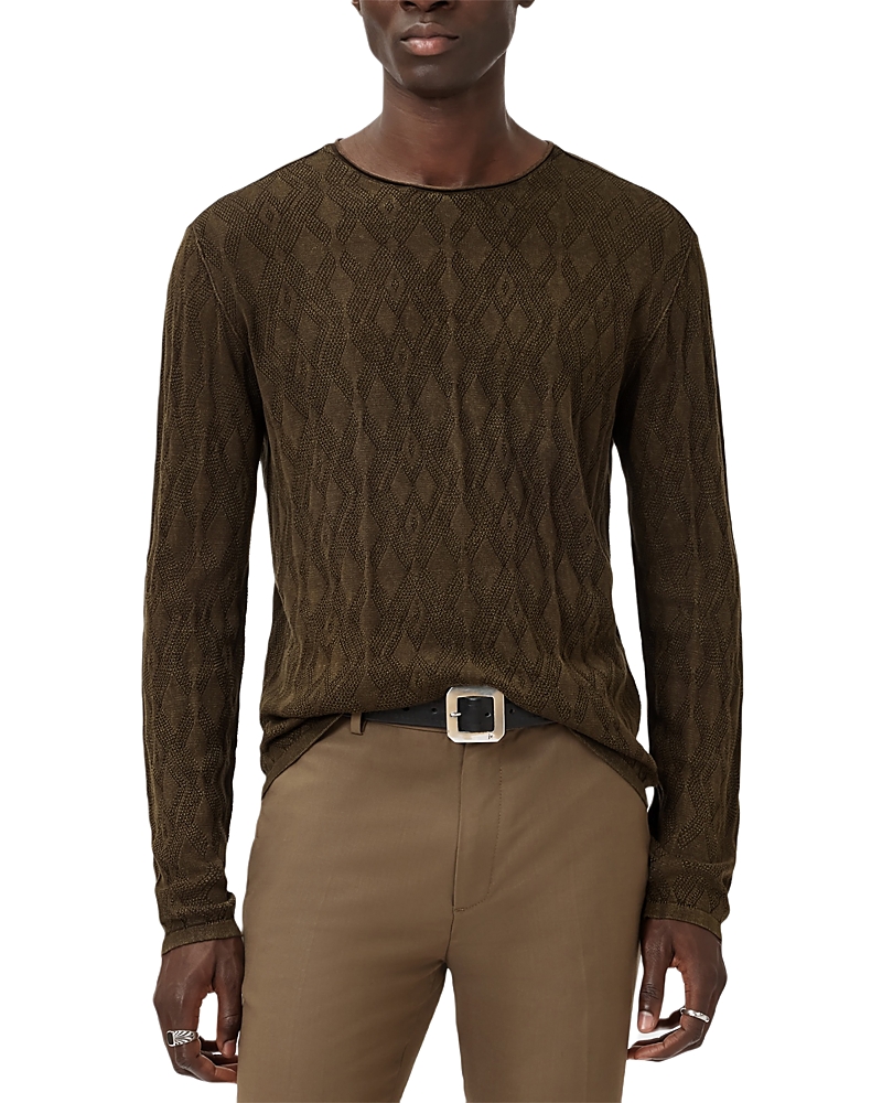 John Varvatos Brycen Broken Argyle Texture Sweater In Green