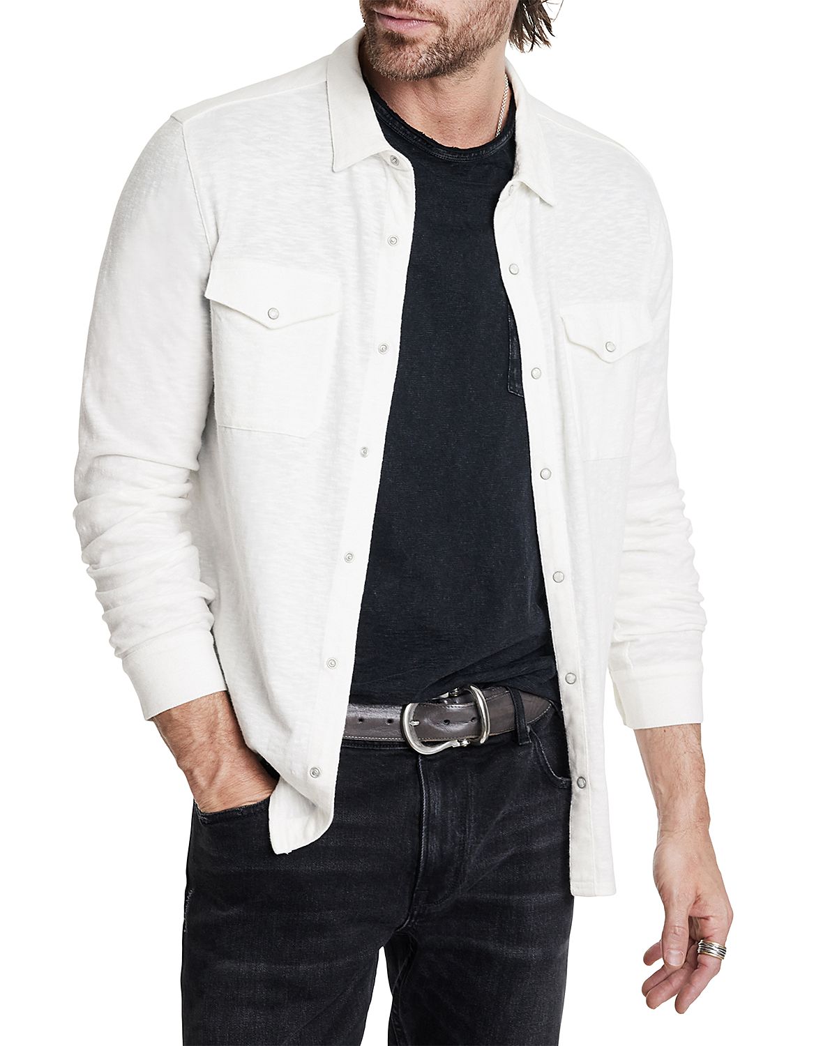 John Varvatos Arvon Vintage Wash Slub Western Shirt