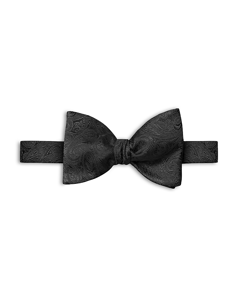 Eton Paisley Silk Pre Tied Bow Tie In Black