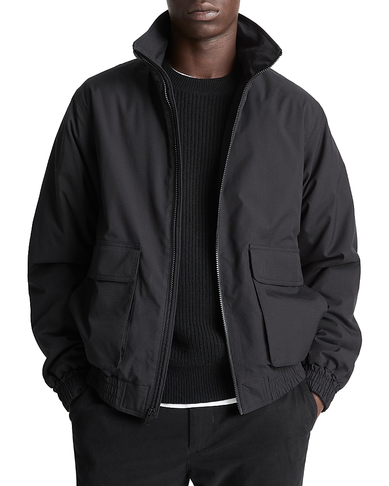 Vince Ripstop Bomber Jacket In Black