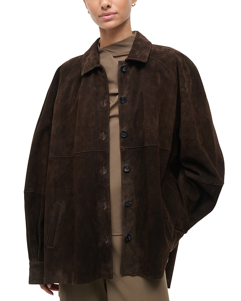 Staud Josette Suede Jacket In Brown