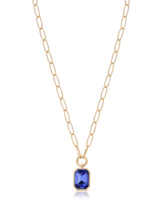 Stone Bezel Deco Pendant Necklace, 15-20"