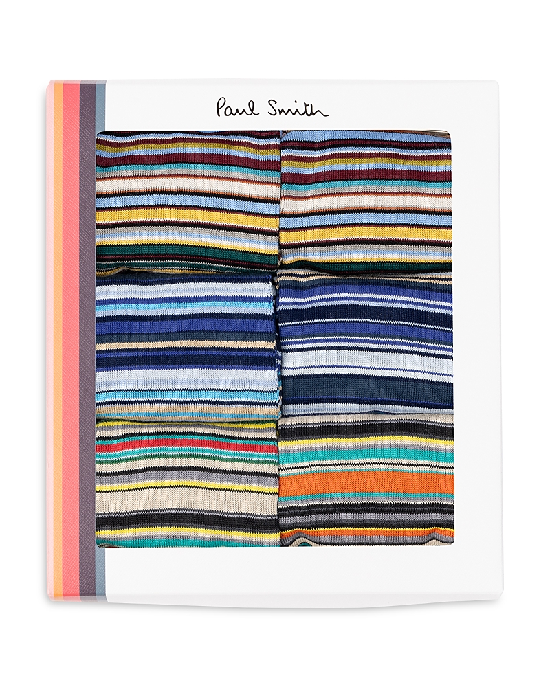 Paul Smith Six-pack Multicolor Signature Stripe Socks In Multi