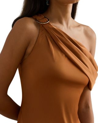 Buckle Trim Satin Off The Shoulder Gown