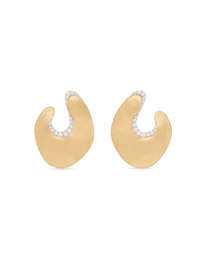Marco Bicego 18K Yellow Gold Lunaria Diamond Sculptural Stud Earrings