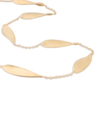 18K Yellow Gold Lunaria Twist Textured Elongated Link Collar Necklace, 16.5"-18"