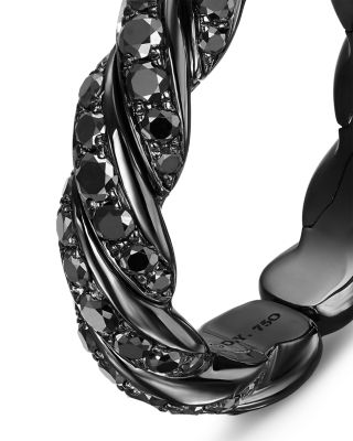 Sculpted Cable Flex Band Ring in 18K White Gold with Black Rhodium and Black Diamonds, 5mm