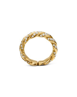 Sculpted Cable Flex Band Ring in 18K Yellow Gold with Diamonds, 5mm