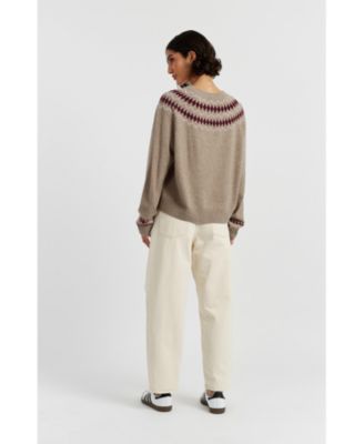  Women's Wool Cashmere Diamond Fair Isle Sweater