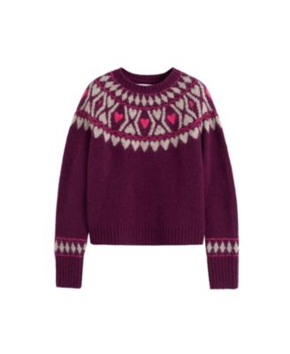 Women's Wool Blend Heart Fair Isle Sweater