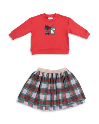 Girls' Holiday Plaid Drop Sleeved Sweatshirt & Tutu Skirt Set - Baby