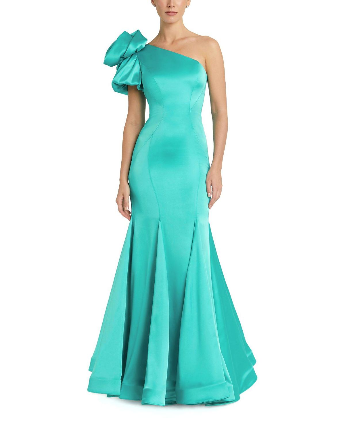 Mac Duggal Satin Mermaid One Shoulder Gown