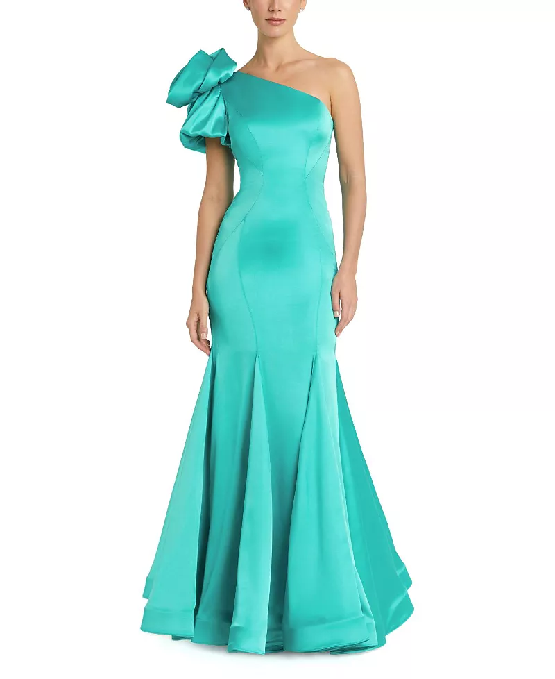 Mac Duggal Satin Mermaid One Shoulder Gown