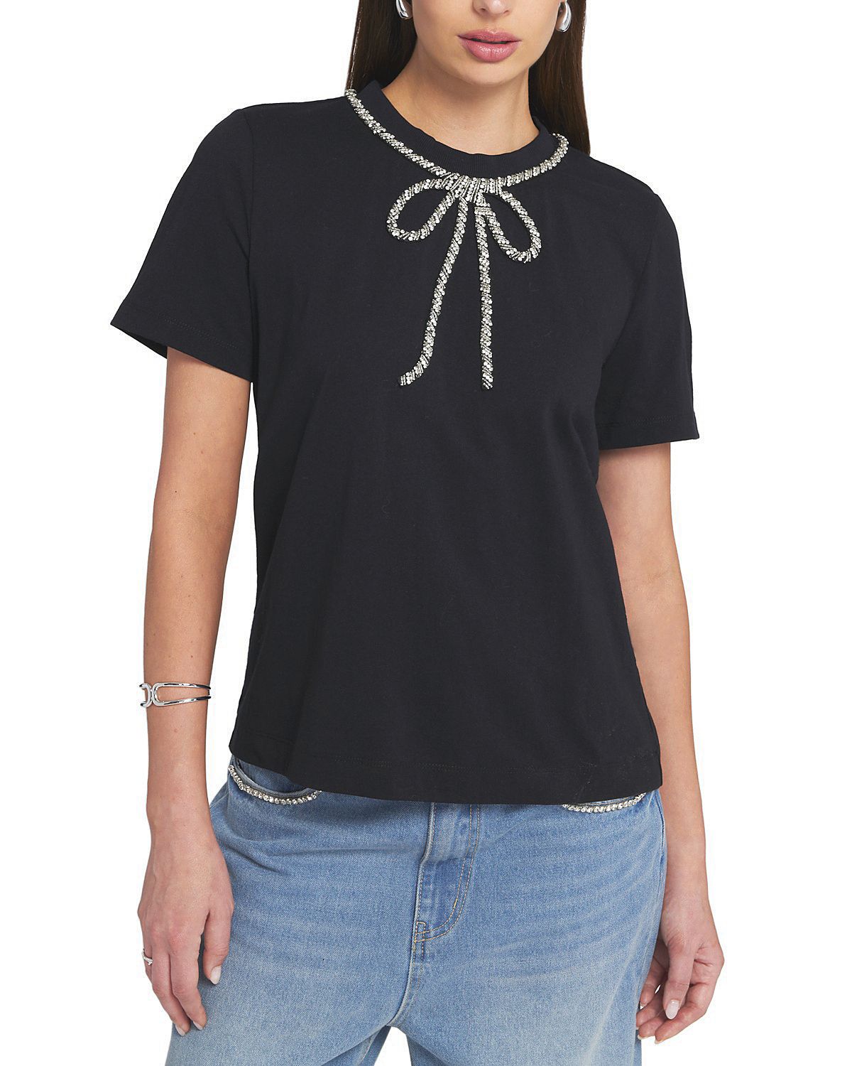 Elle Collection Embellished Bow Tee