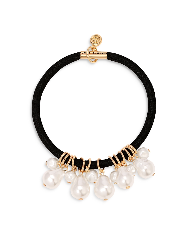 Ettika Mermaid Imitation Pearl Ponytail Holder In Black