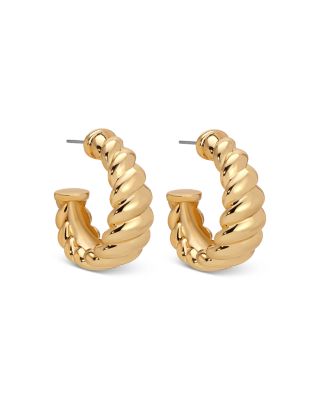 Modern Ribbed Small Hoop Earrings
