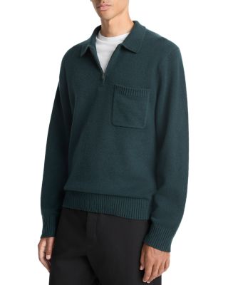 Wool and Cashmere Long Sleeve Zip Polo