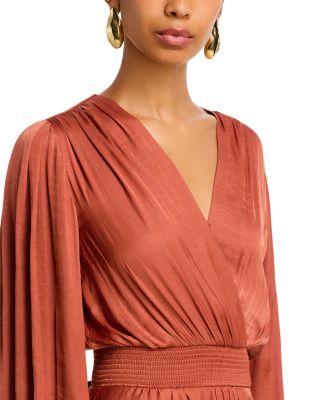 Bei Surplice Neck Asymmetric Midi Dress