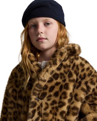 Girls' Leopard Print Teddy Fleece Jacket - Big Kid